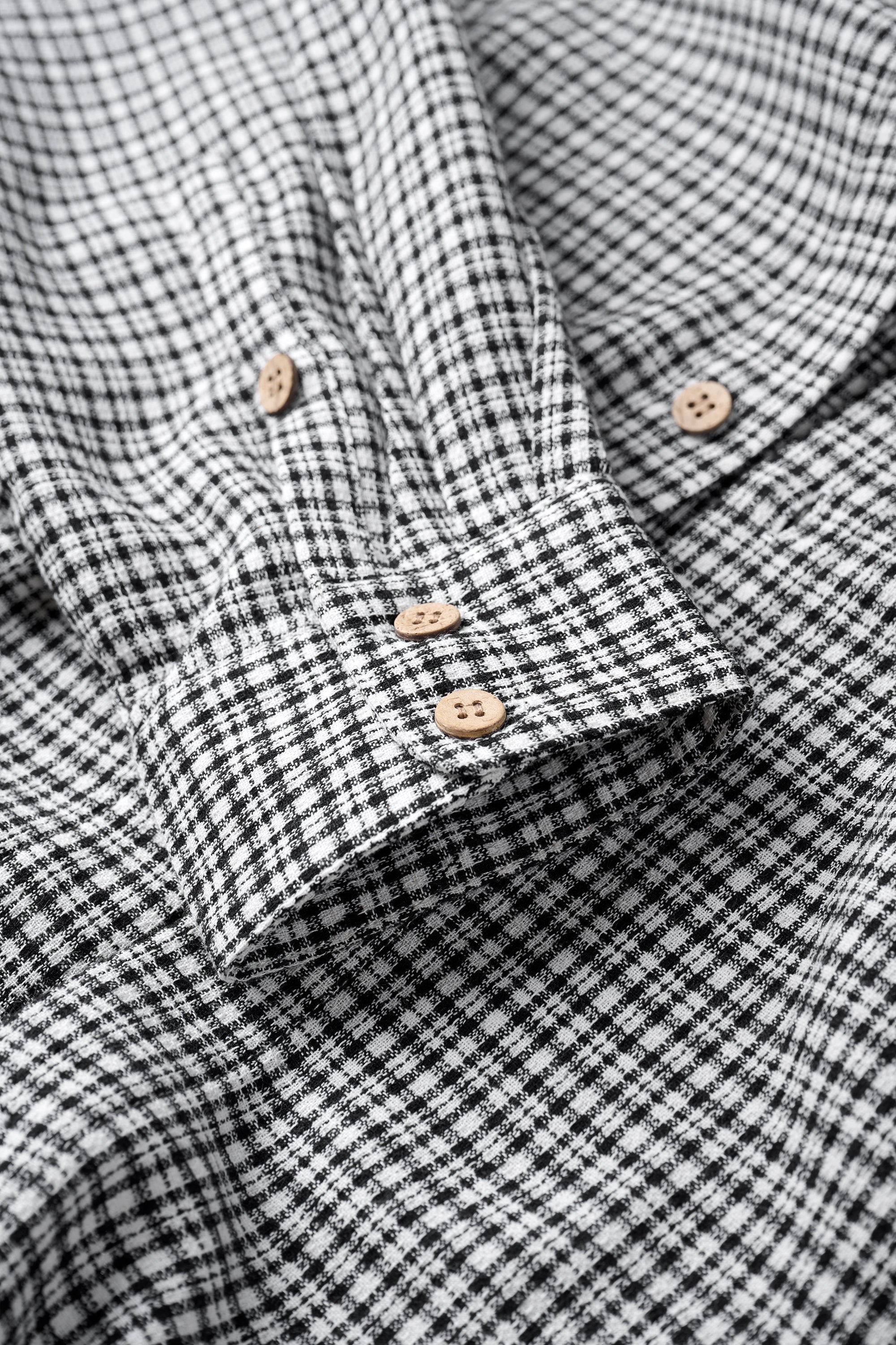 Textured Long Sleeve Button Up - Black