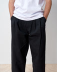 Pleated Pant - Black Cotton