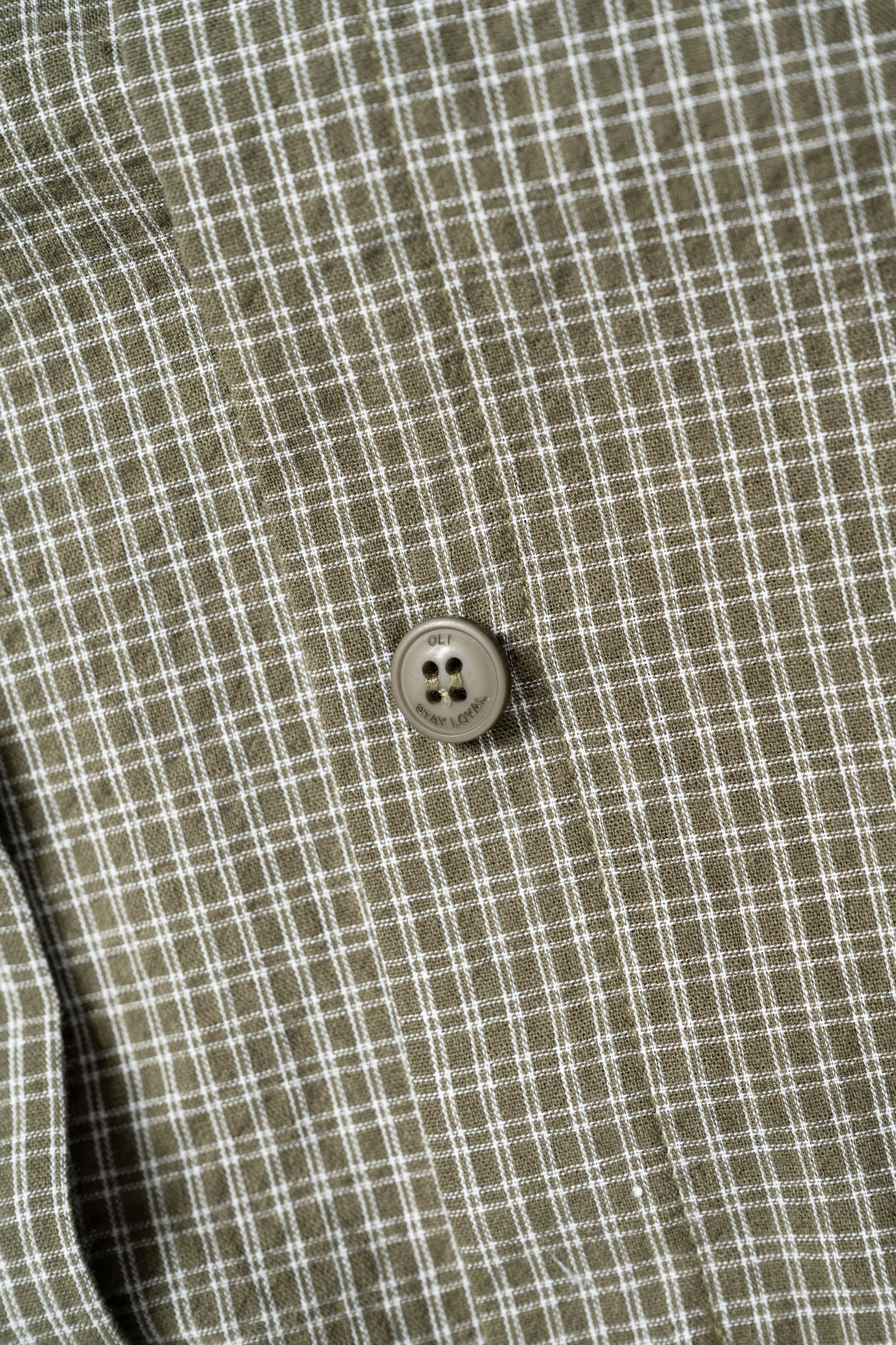 Grid Long Sleeve Button Up - Olive