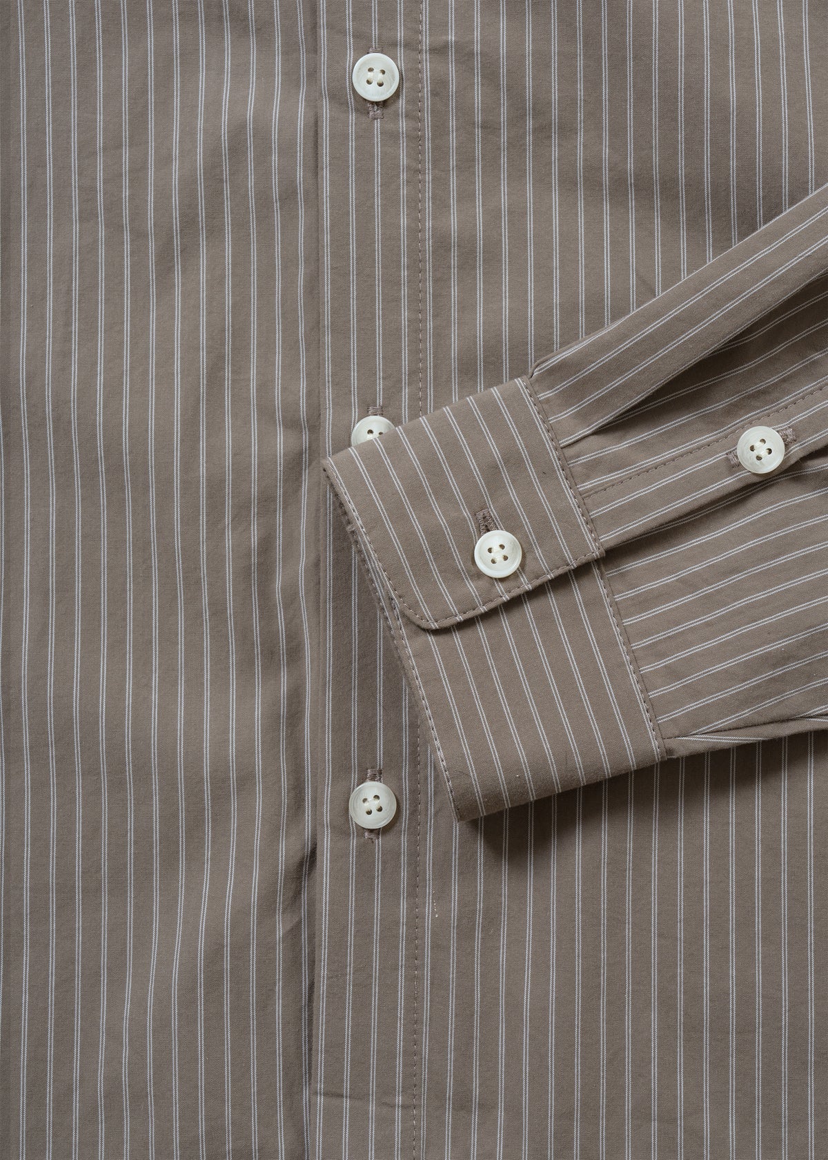 Pinstripe Long Sleeve Button Up - Mushroom