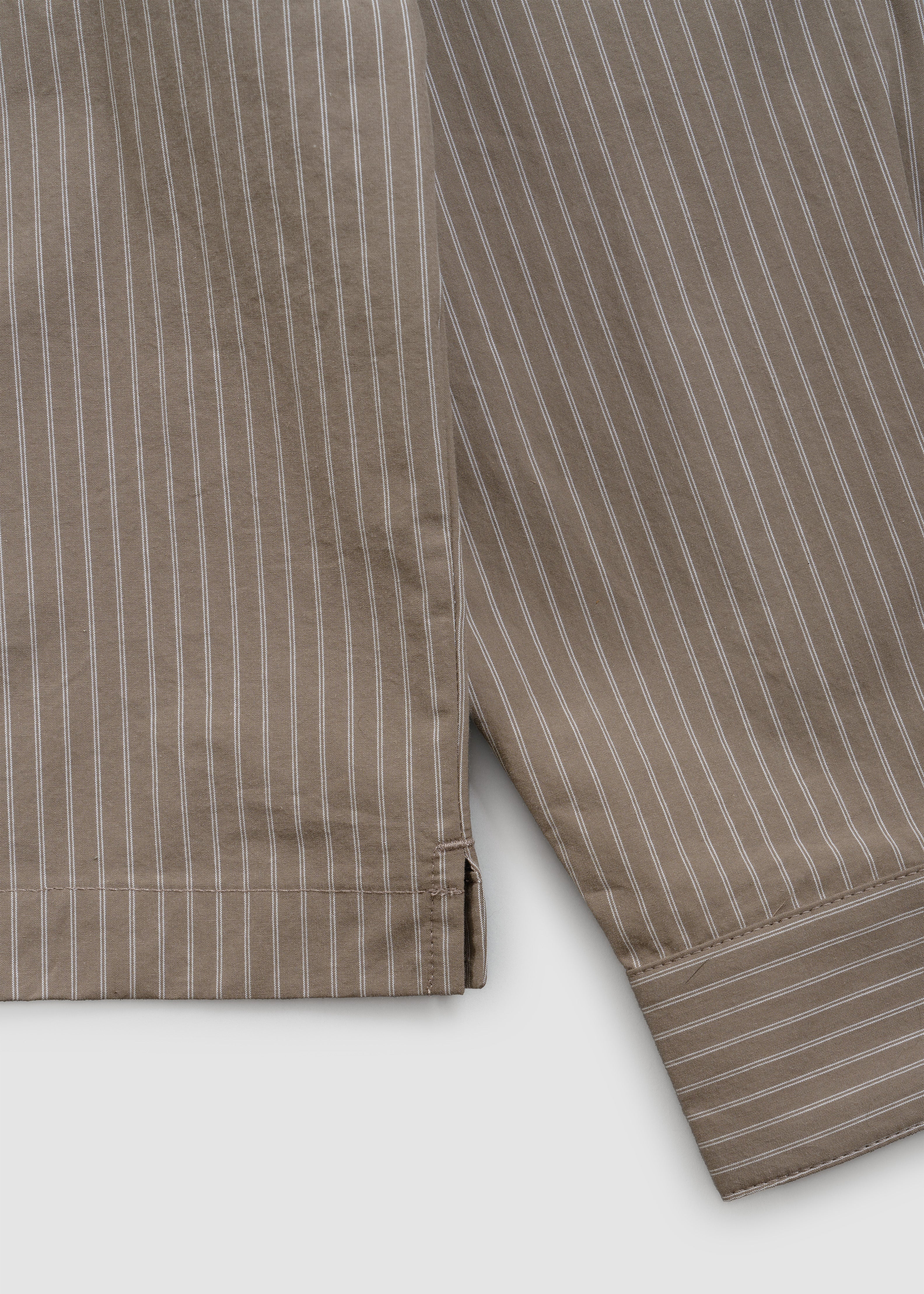 Pinstripe Long Sleeve Button Up - Mushroom