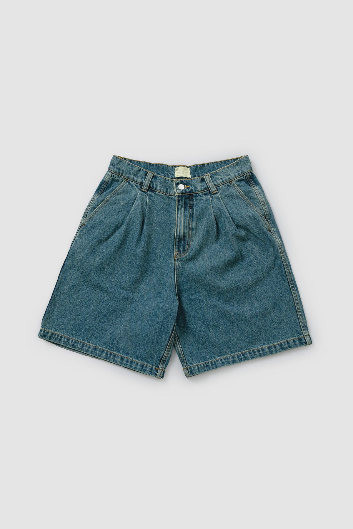 Pleated Denim Short