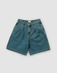 Pleated Denim Short