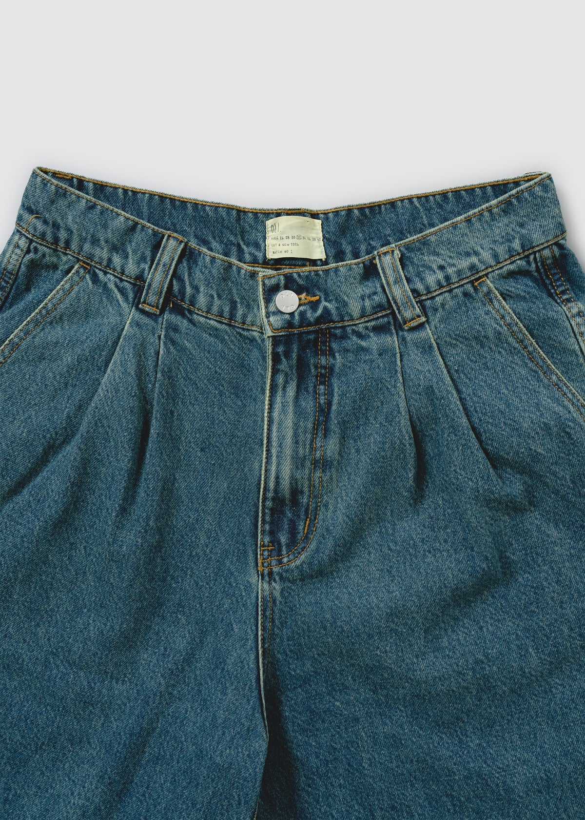 Pleated Denim Short