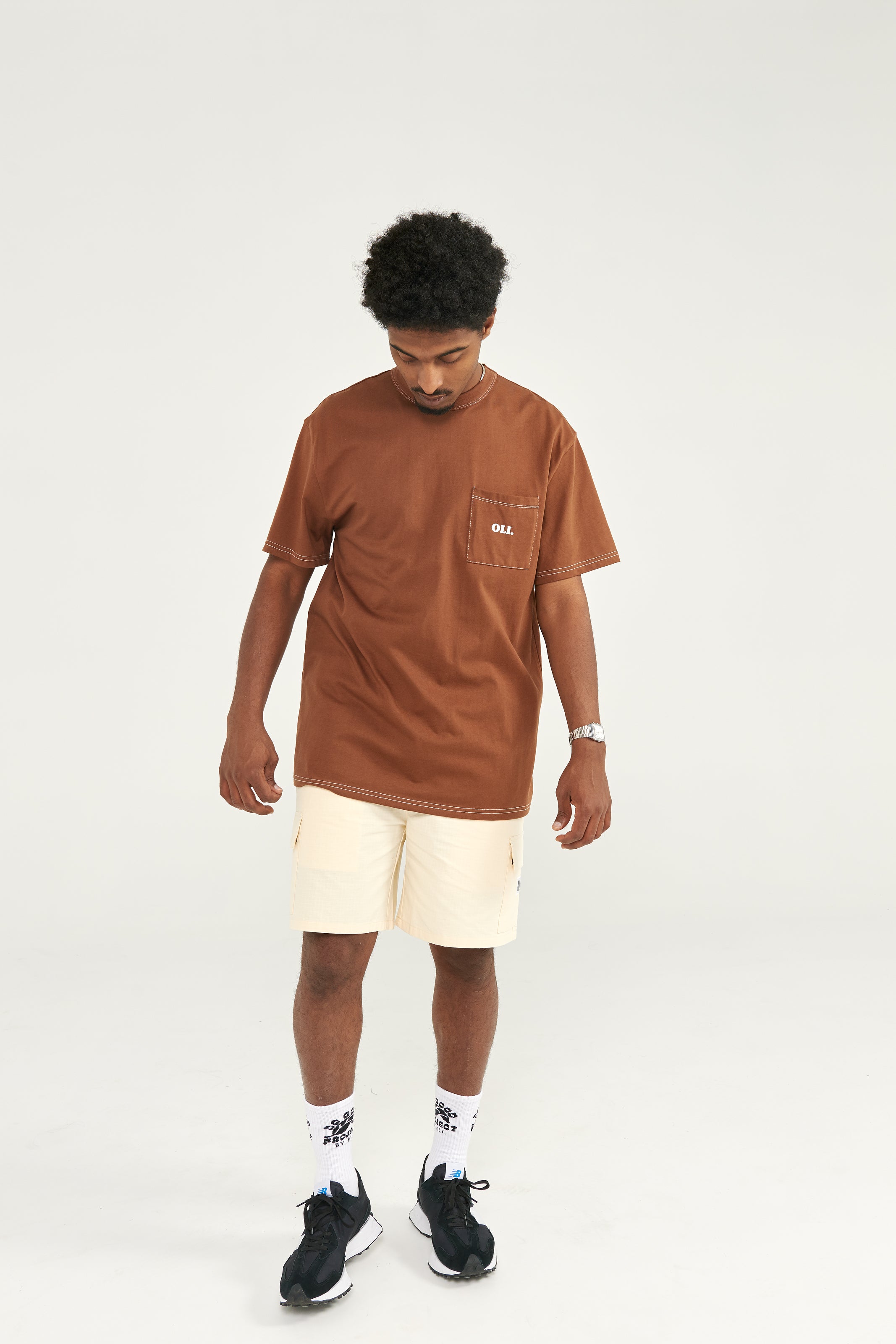 *IMPERFECT* Contrast Pocket T - Chocolate