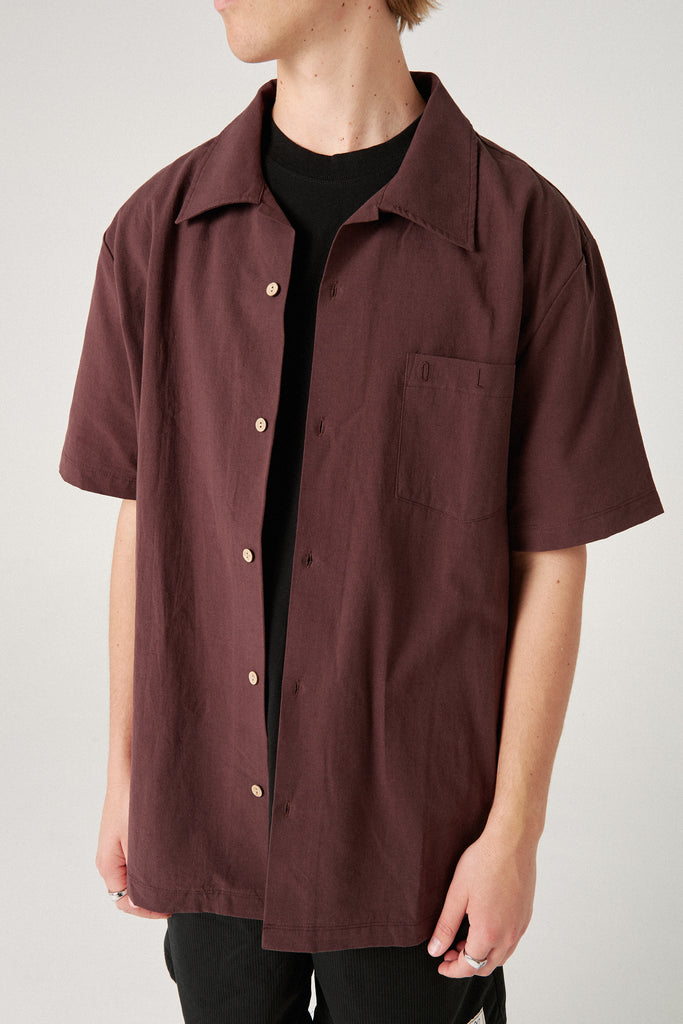 Leisure Button Up - Dark Choc
