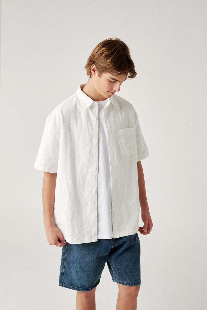 Linen Button Up - White