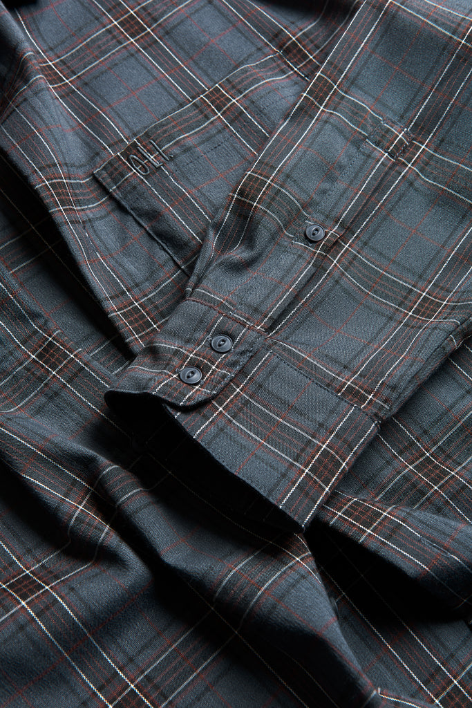 Check Button Up - Midnight Blue